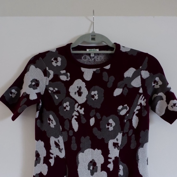 KENZO Peony Print Knit Mini Dress - Picture 4 of 9